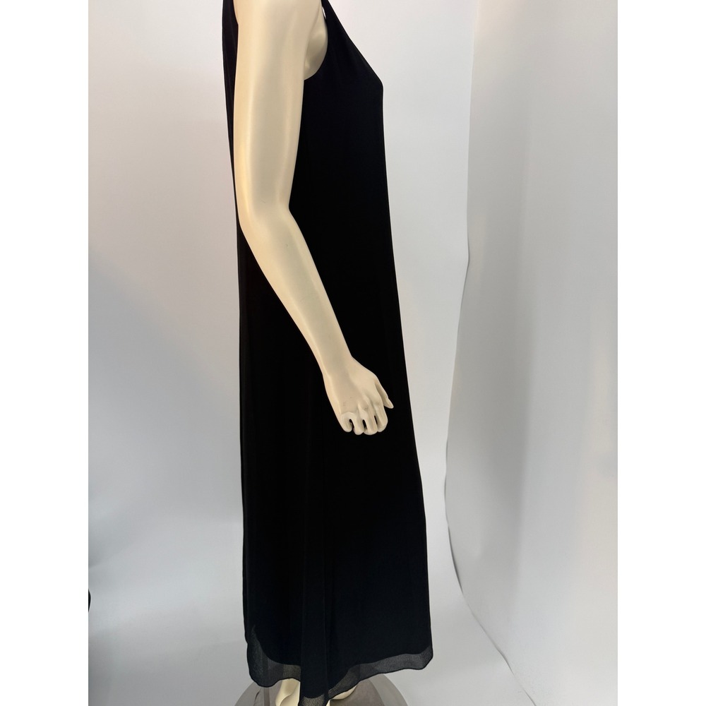 Molly Malloy Evening Black‎ Sleeveless Maxi Dress Scoop Neck Sheer Overlay Sz 10 - Picture 4 of 12